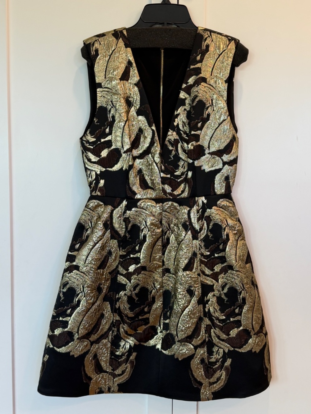Alice + Olivia Pacey Metallic Gold Jacquard Lantern Dress NWT, Sz. 4 - Picture 7 of 8